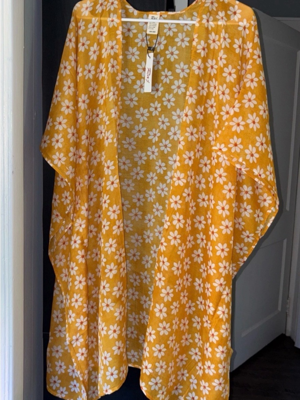 Raj Yellow Floral Open-Front Kimono